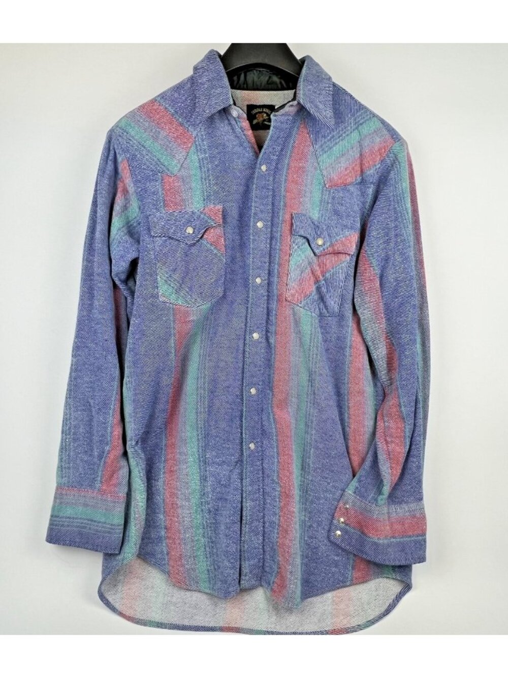 Vintage Saddle King USA Pearl Snap Shacket XL – Striped Cotton Western Cowboy